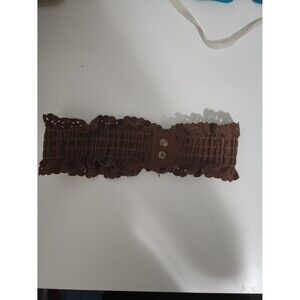 Women Brown scalloped lace style elastic waist belt